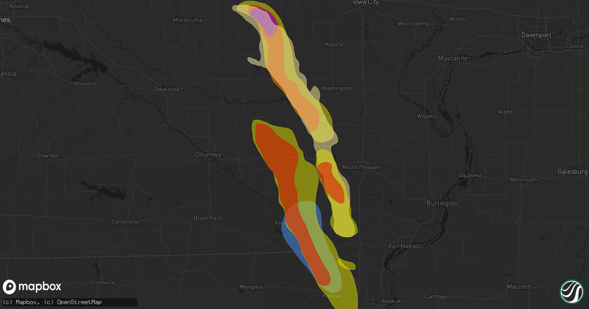 Hail Map In Fairfield IA On August 7 2026 HailTrace Sales Meta 